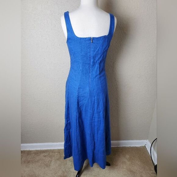 Lilly Pulitzer Calina Linen Midi Dress Barton Blue Womens Size 00 - Picture 6 of 10